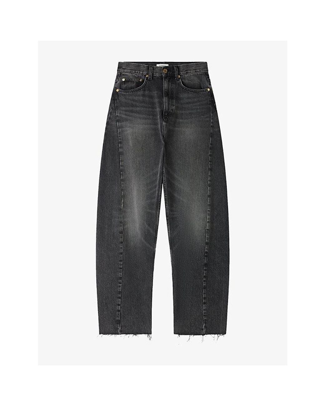 Sandro Gray Faded Barrel-Leg Denim Jeans