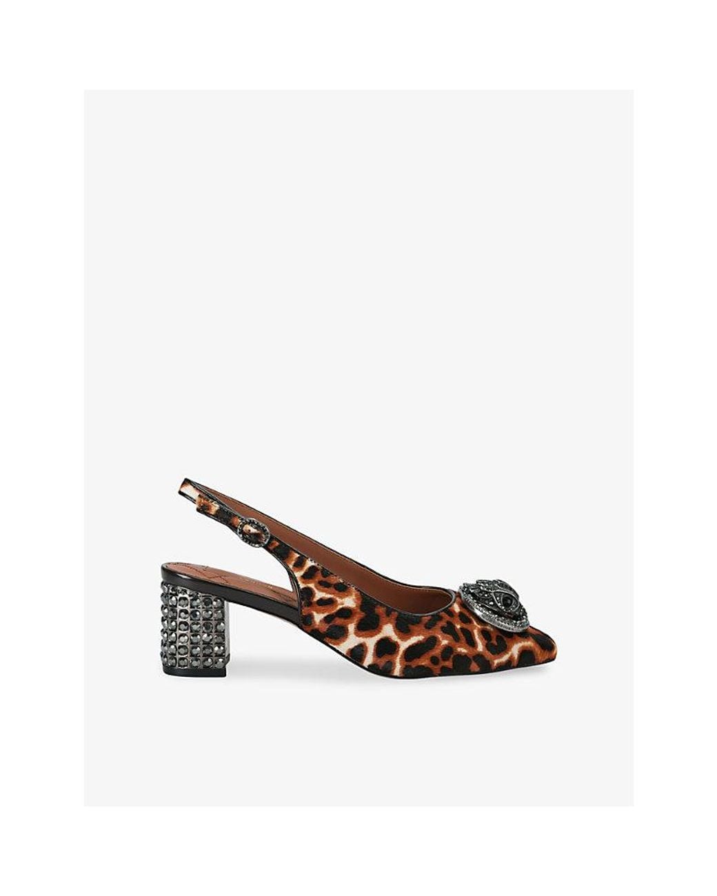 Kurt Geiger Brown Chelsea Calf-Hair Leather Slingbacks