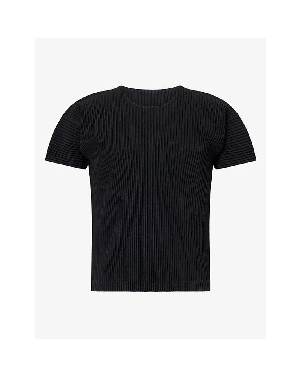 Homme Plissé Issey Miyake Black Basics Pleated Knitted T-Shirt for men