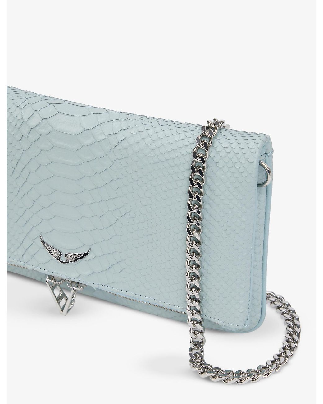 Zadig & Voltaire Rock Savage Leather Clutch Bag in Blue | Lyst
