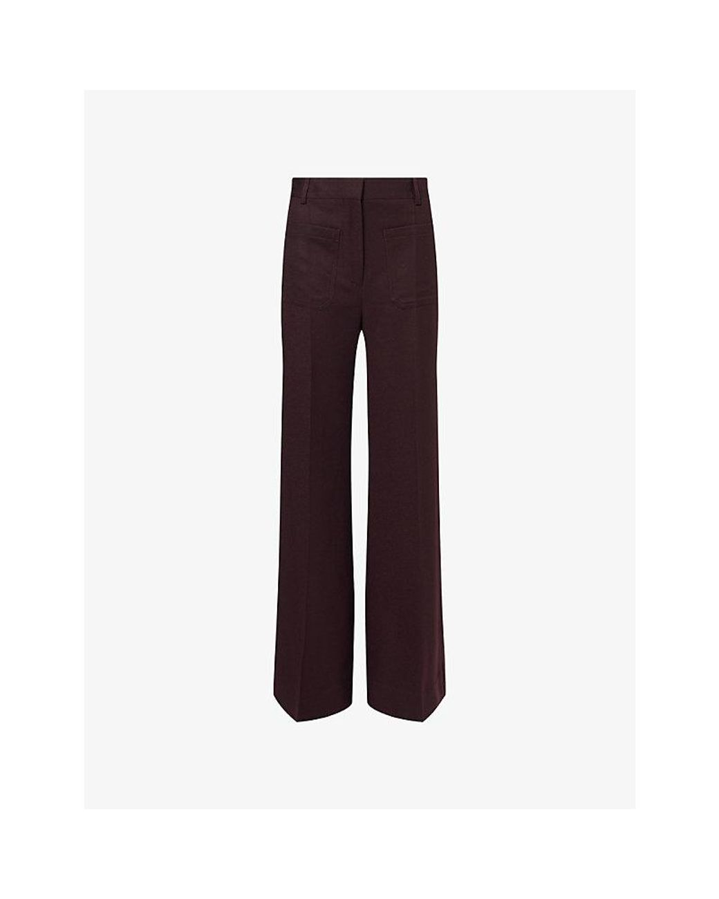 Victoria Beckham Purple Alina Tailored Wool-Blend Trousers