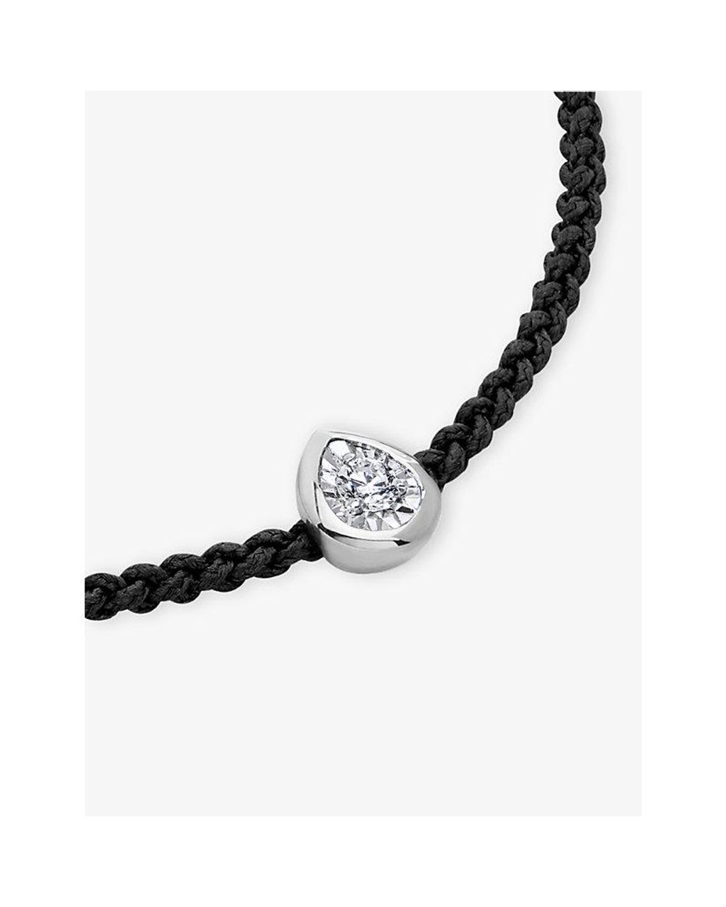 Monica Vinader White Pear Solitaire Sterling- And 0.06Ct Lab Grown Diamond Cord Bracelet