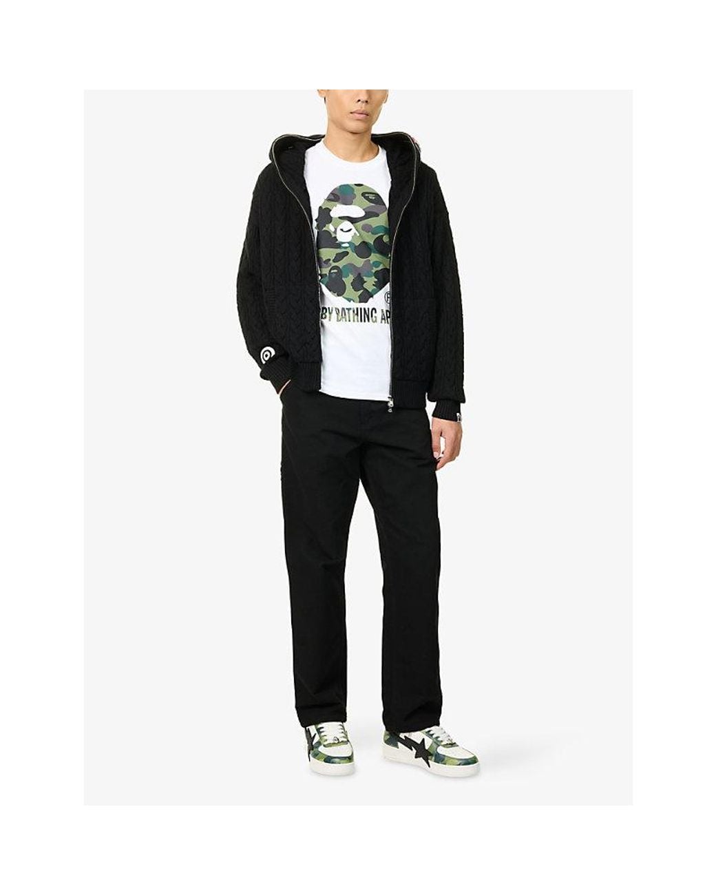 A Bathing Ape White Logo-Print Short-Sleeve Cotton T-Shirt for men