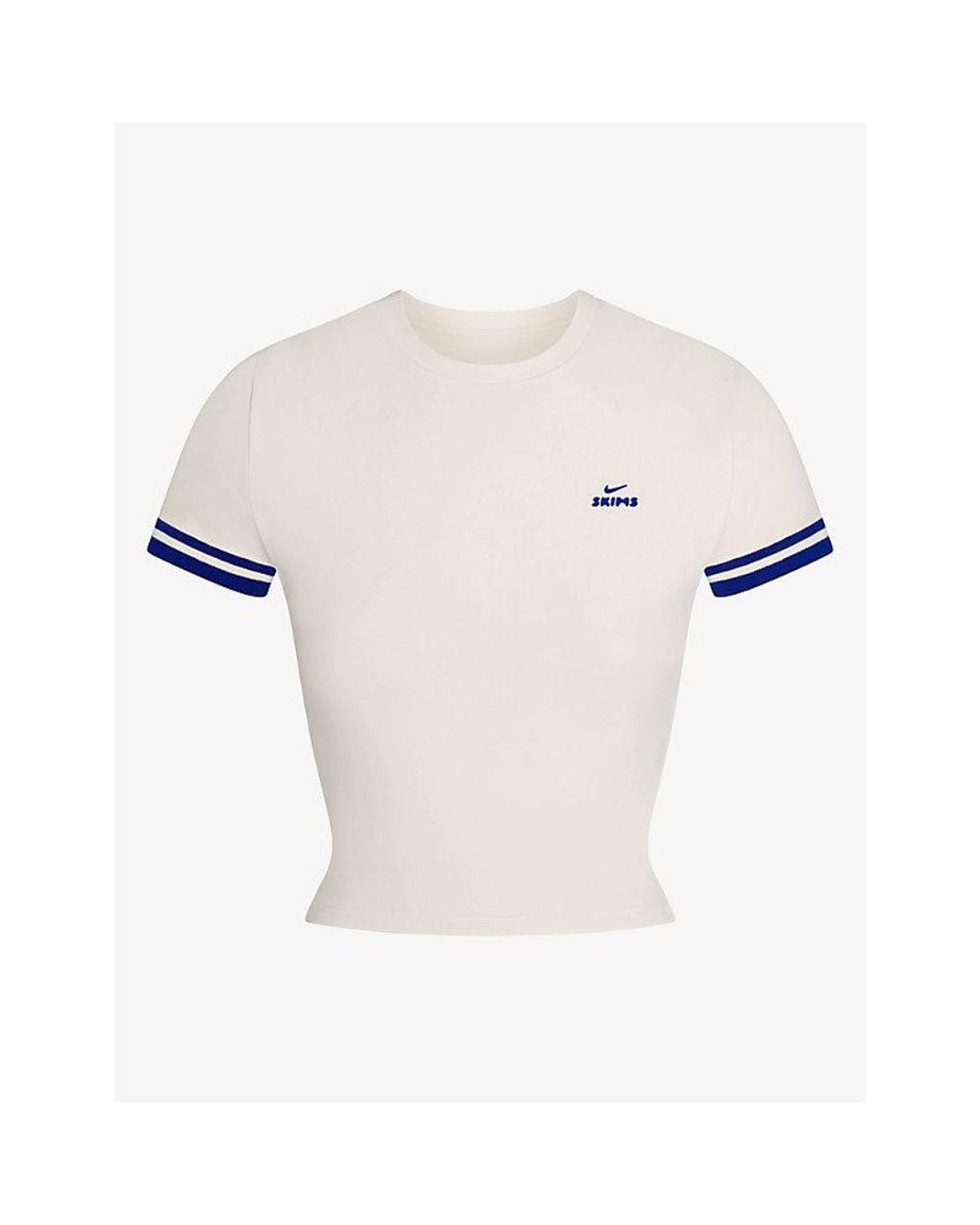 NikeSKIMS White Stretch Knit Cropped Crew-Neck Top