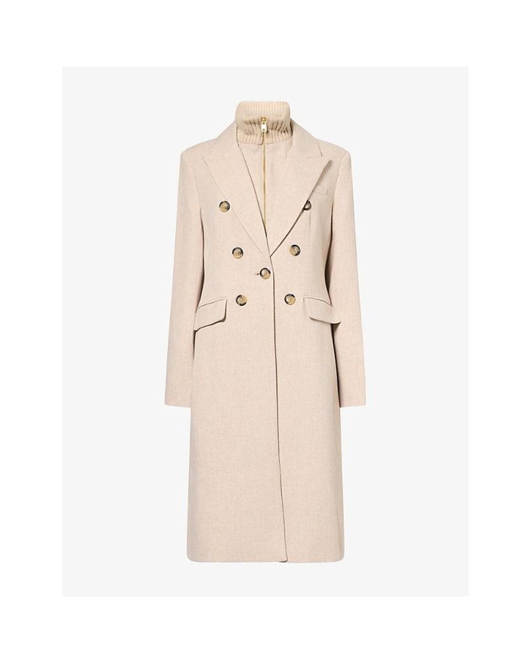Veronica Beard Natural Stryder Double-Breasted Woven Coat