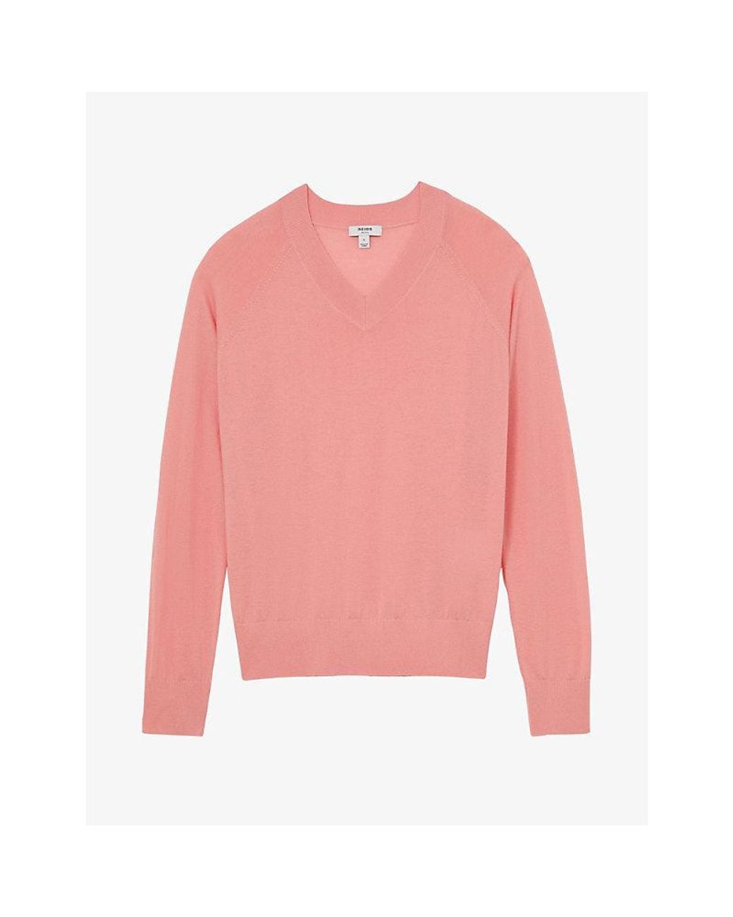 Reiss Pink Paris V-Neck Wool Jumper