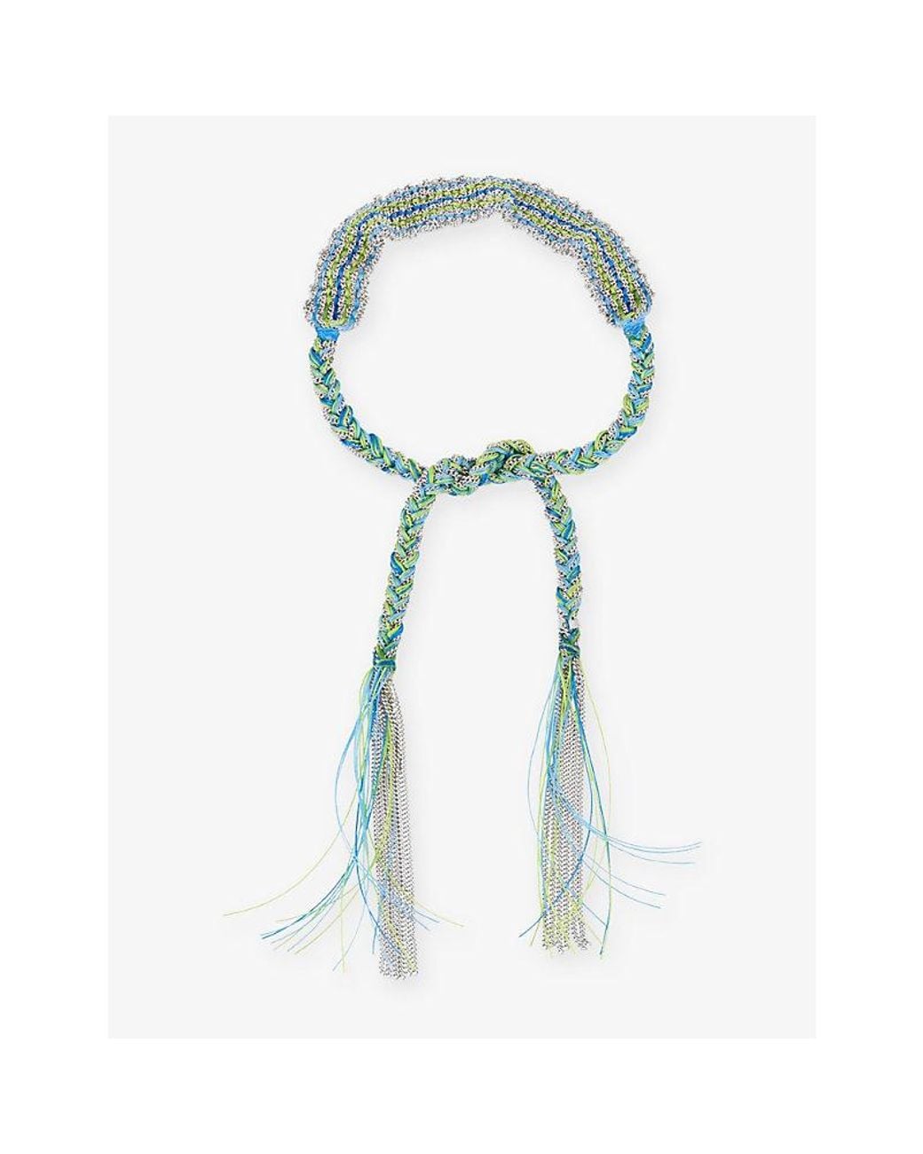 La Maison Du Couturier Blue Assya London Ibiza Sterling- And Silk Tie Bracelet
