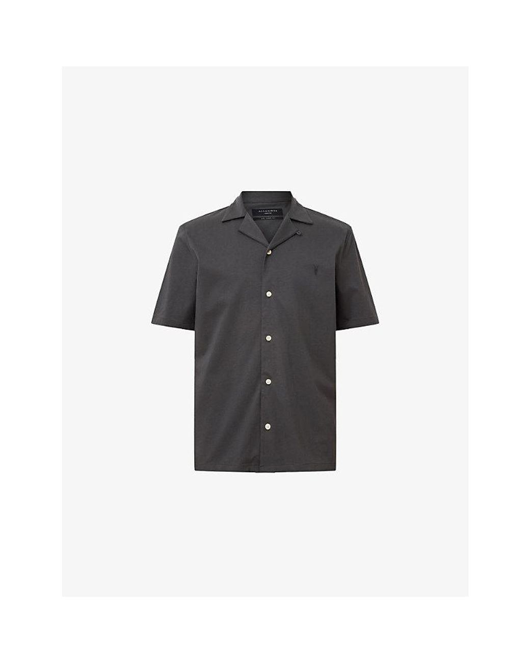 AllSaints Black Hudson Logo-Embroidered Relaxed-Fit Cotton Shirt for men