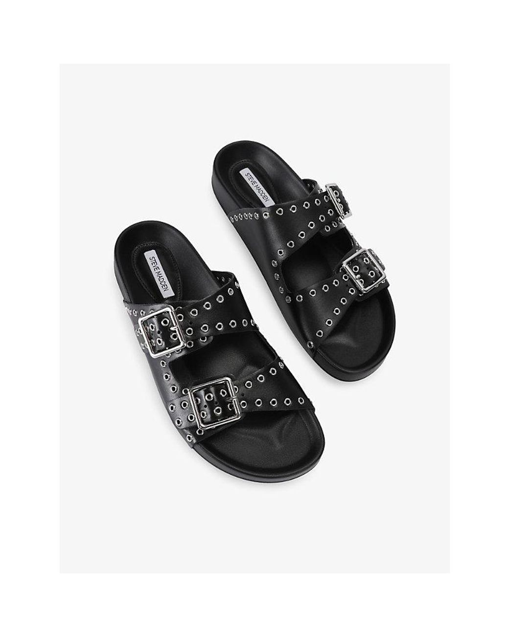 Steve Madden Black Abbot Leather Sandals