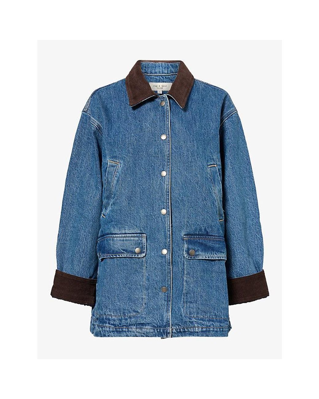 Rag & Bone Blue Cassidy Contrast-Collar Denim Jacket
