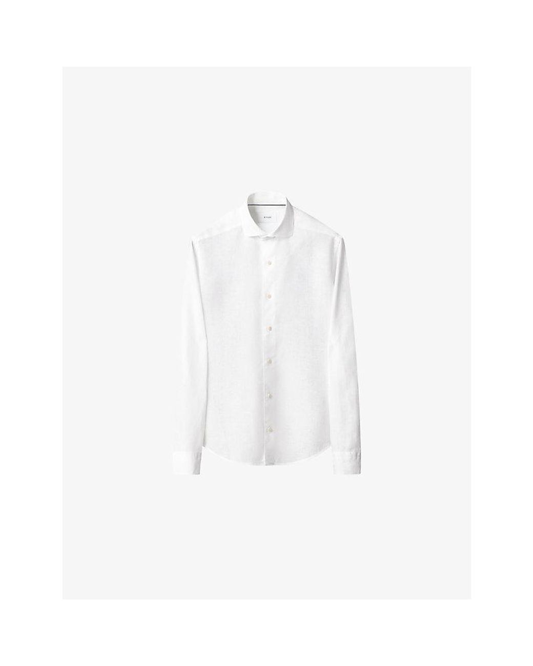 Eton of Sweden White Casual-Fit Long-Sleeve Linen Shirt for men