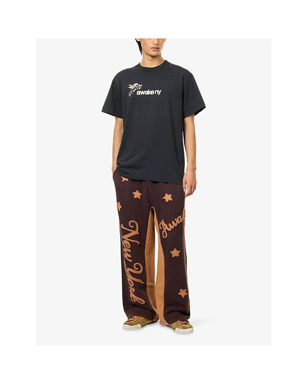 AWAKE NY Black Angelic Logo-Print Cotton T-Shirt for men