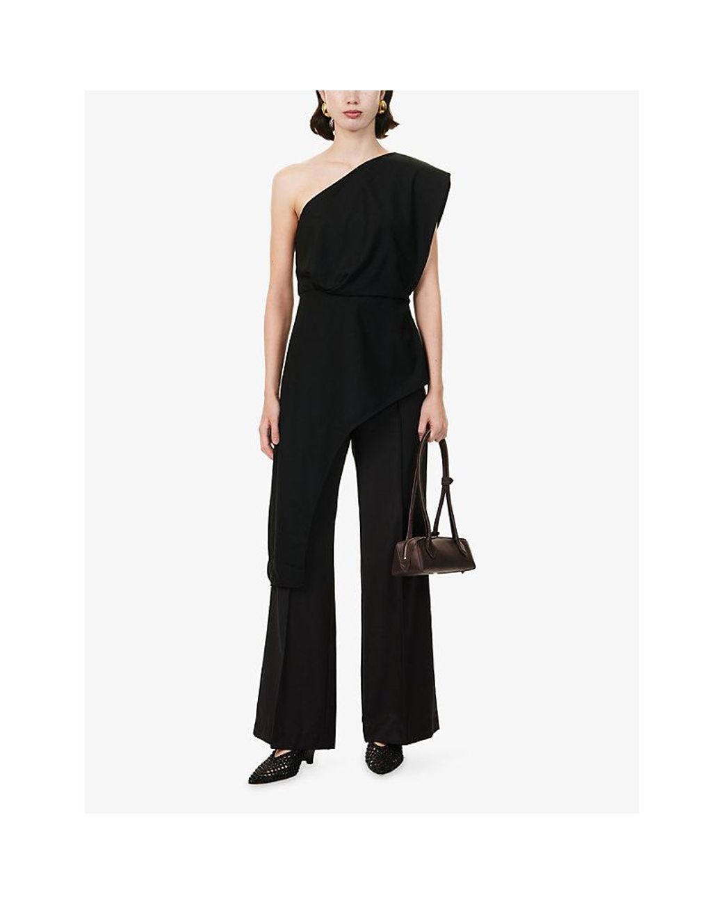 Camilla & Marc Black Ciran Asymmetric Wool Top