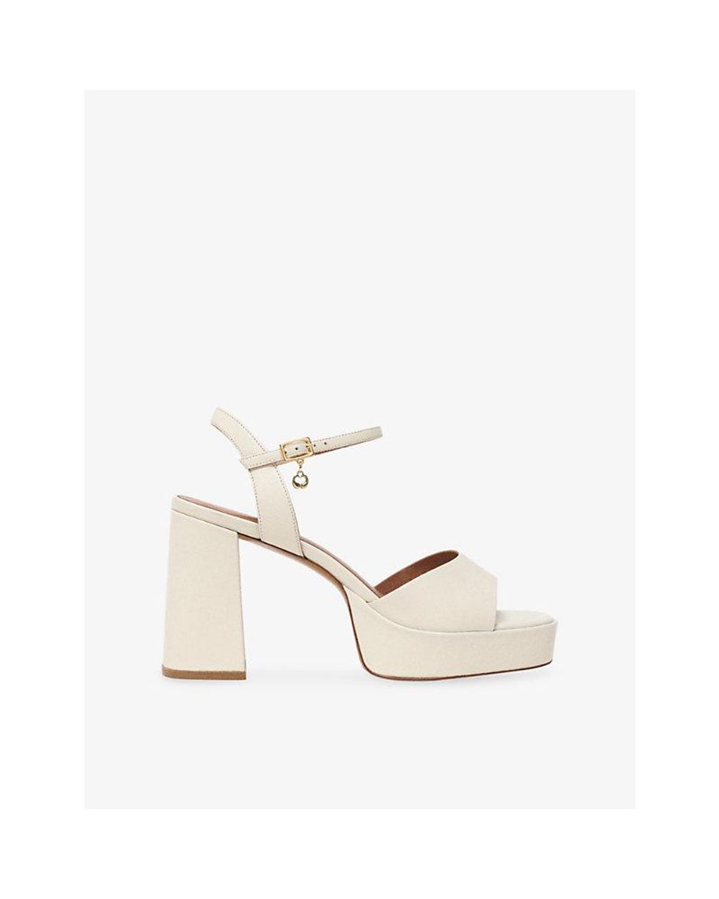 Maje White Platform Heeled Leather Sandals