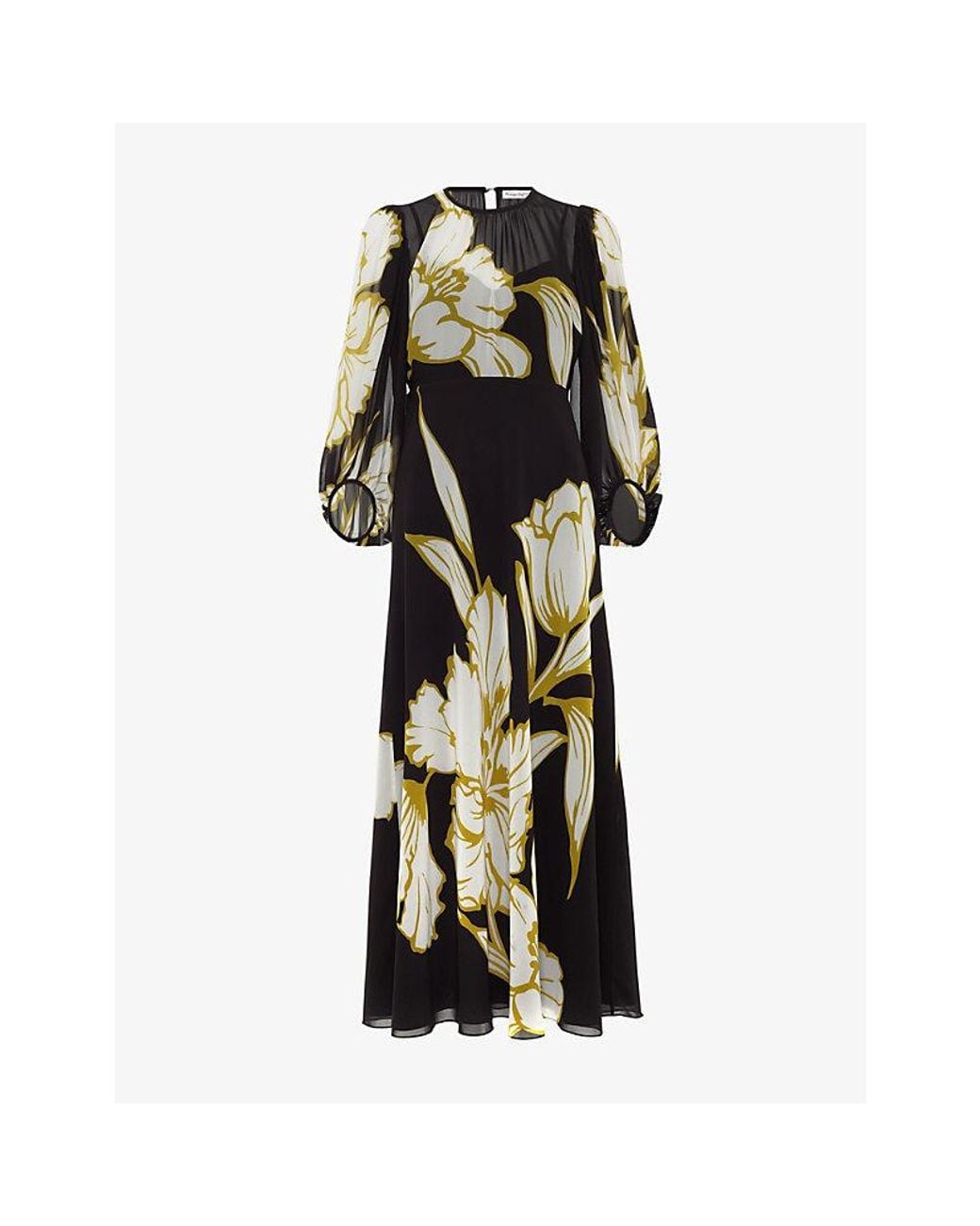 Phase Eight Black Eve Floral-Print Woven Maxi Dress