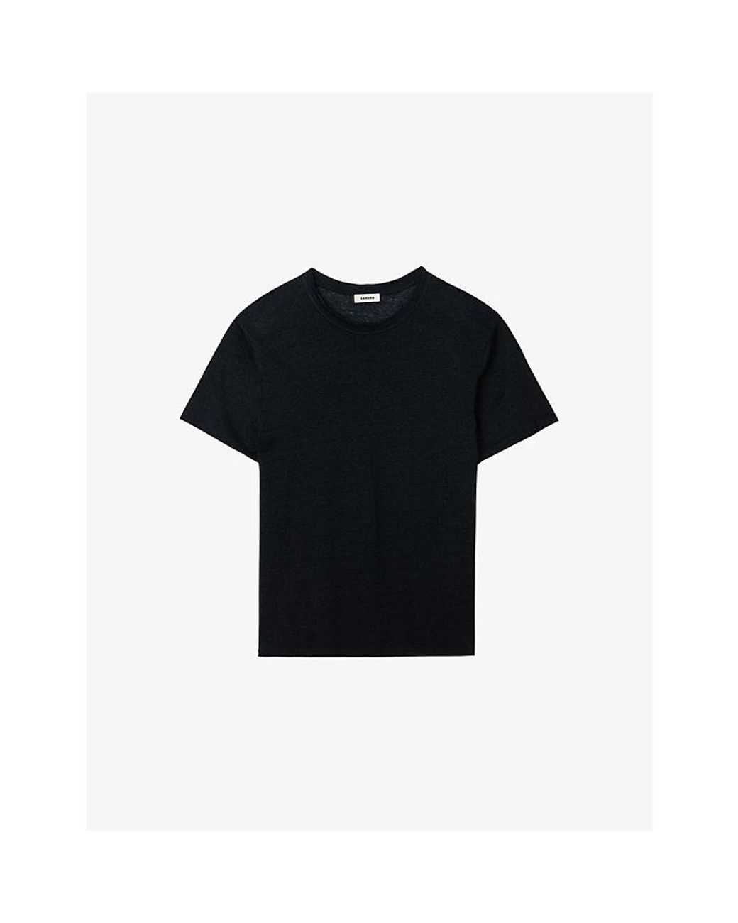 Sandro Black Certified Linen T-Shirt for men