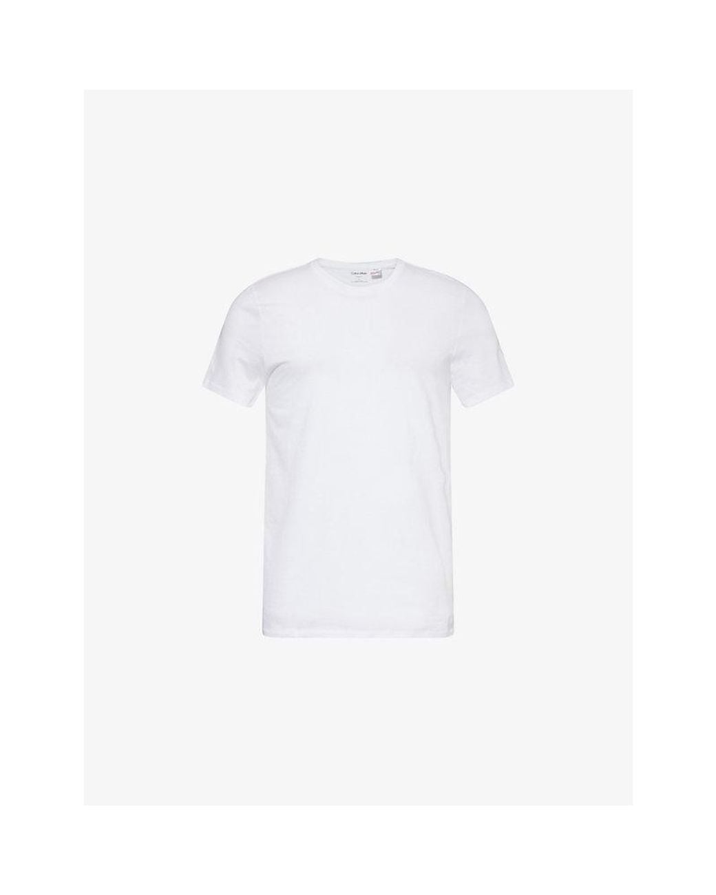 Calvin Klein White Crewneck Logo-Embroidered Pack Of Three Cotton-Jersey T-Shirts for men