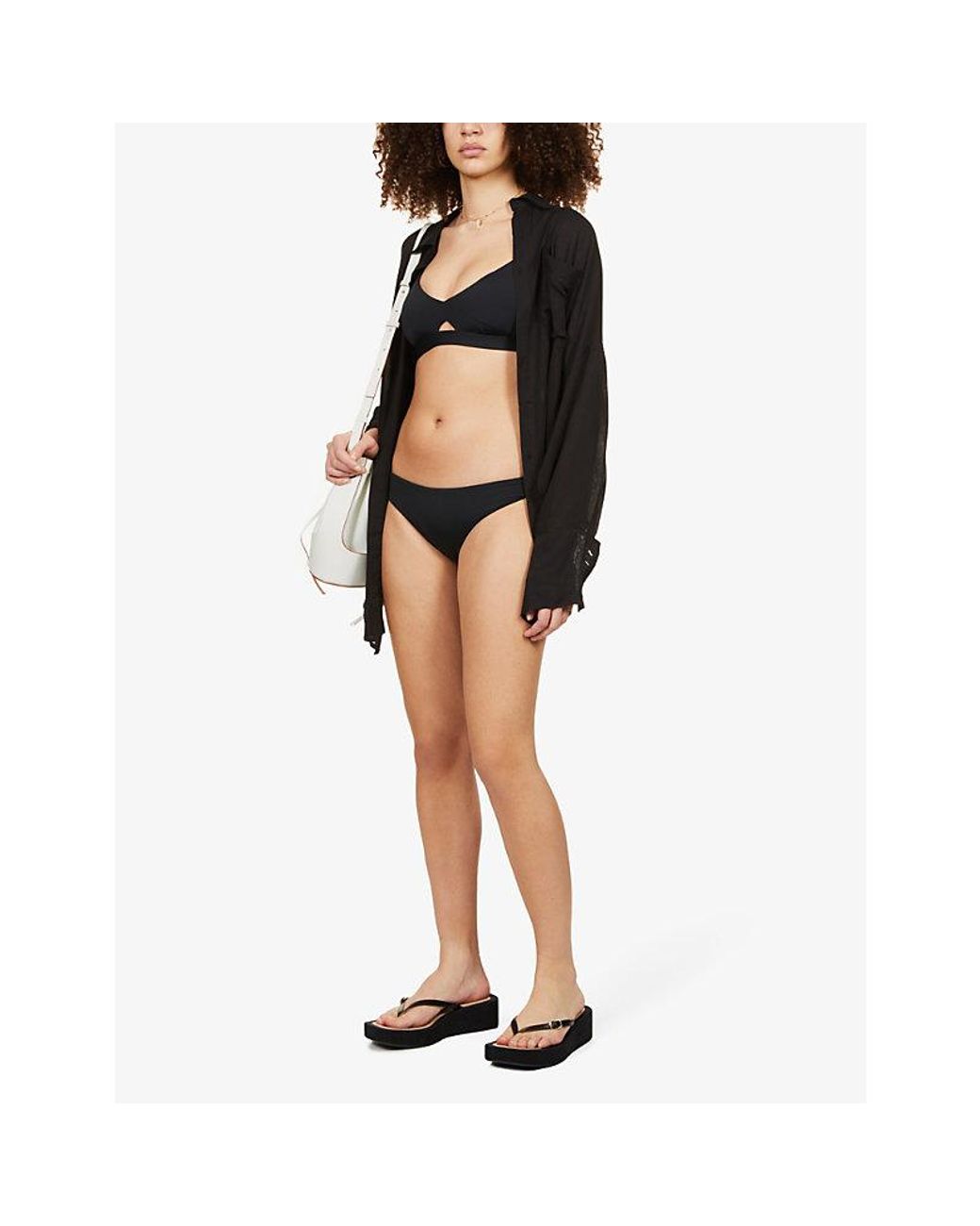 Seafolly Black Collective Hybrid Nylon-Blend Bikini Top