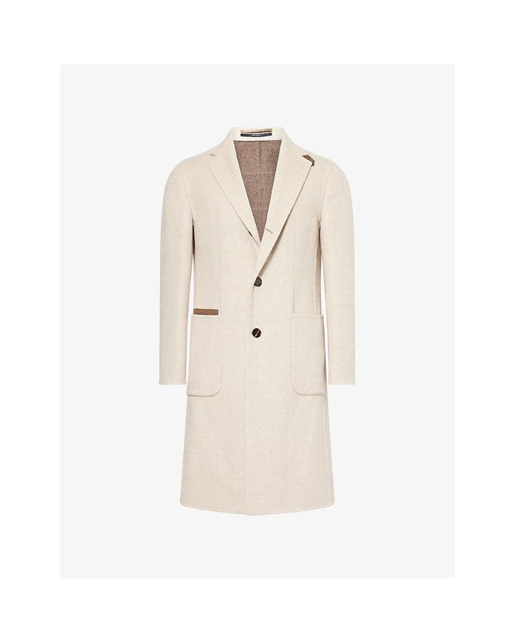 Dunhill Natural Notched-Lapel Wool Chesterfield Coat for men