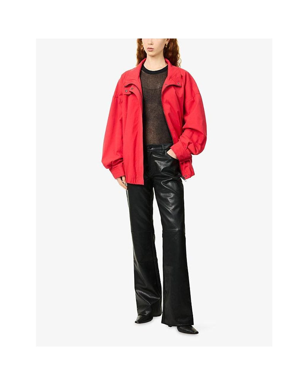 GOOD AMERICAN Blue Better Than Leather Low-Rise Bootcut Faux-Leather Trousers