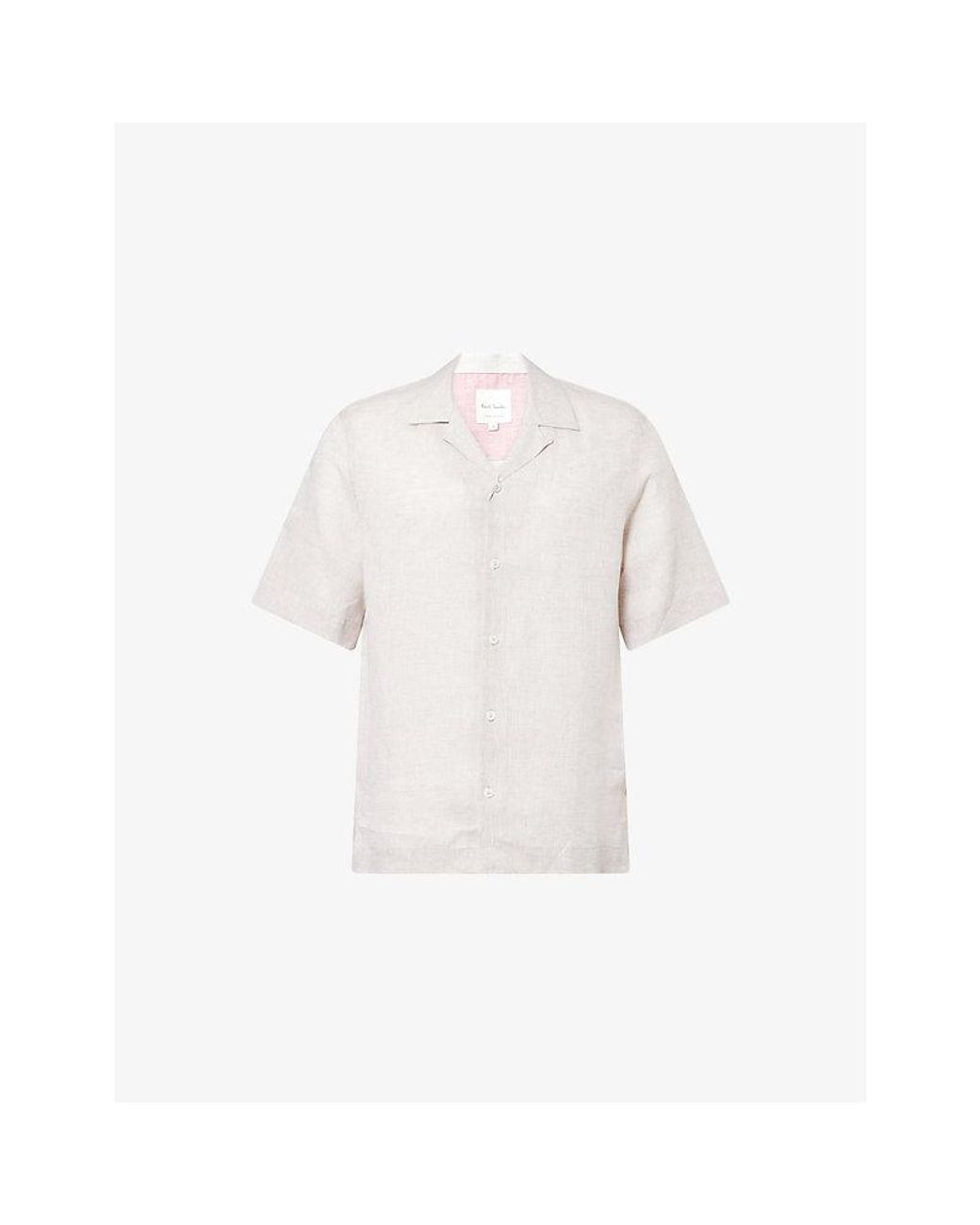 Paul Smith White Short-Sleeve Linen Shirt for men