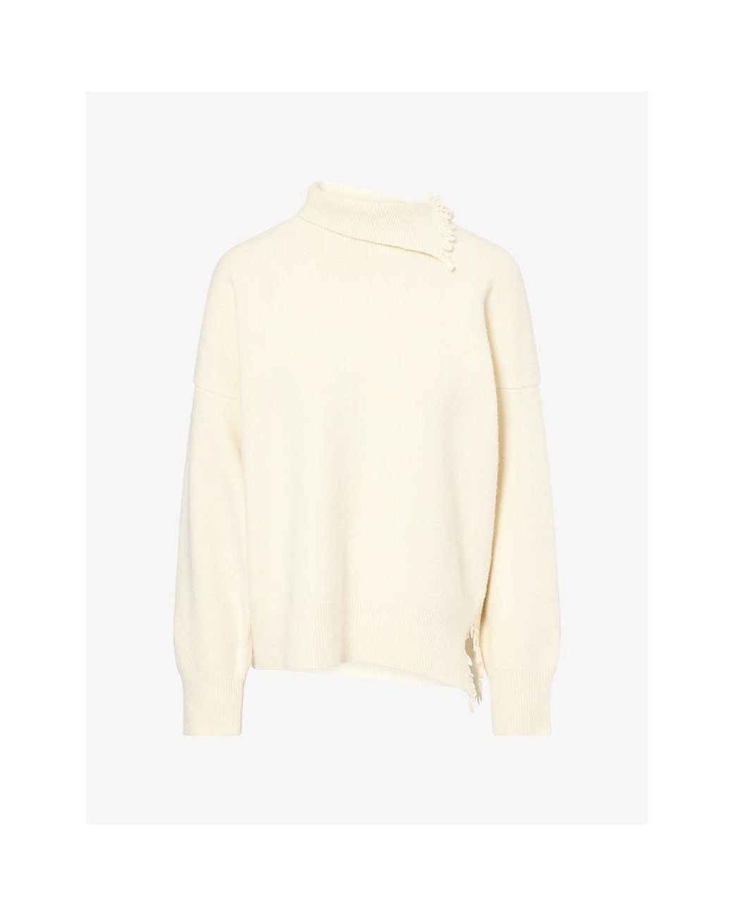 RÓHE Frames Natural Turtleneck Fringed Wool-Blend Jumper