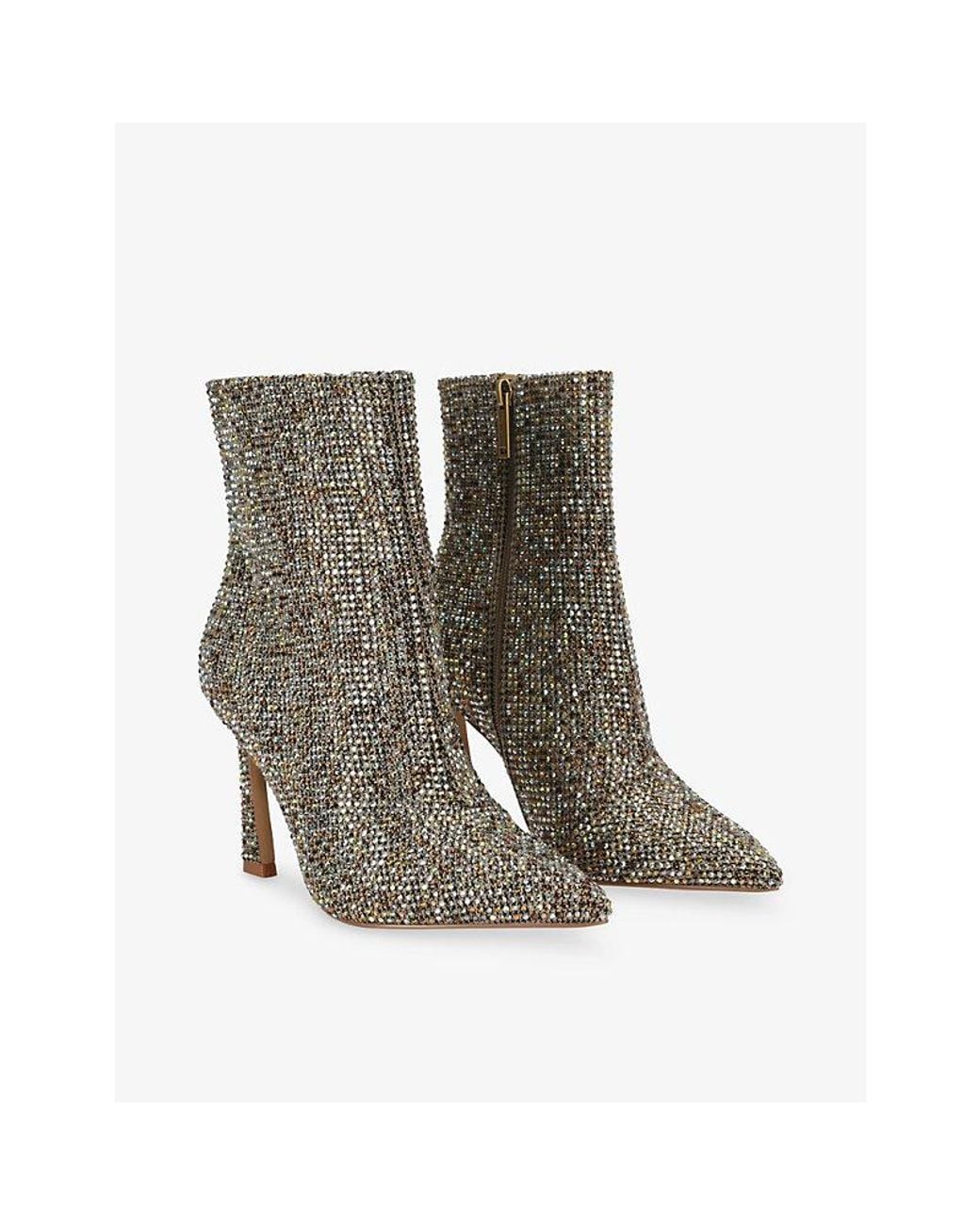 Kurt Geiger Gray Candy Embellished Heeled Woven Ankle Boots