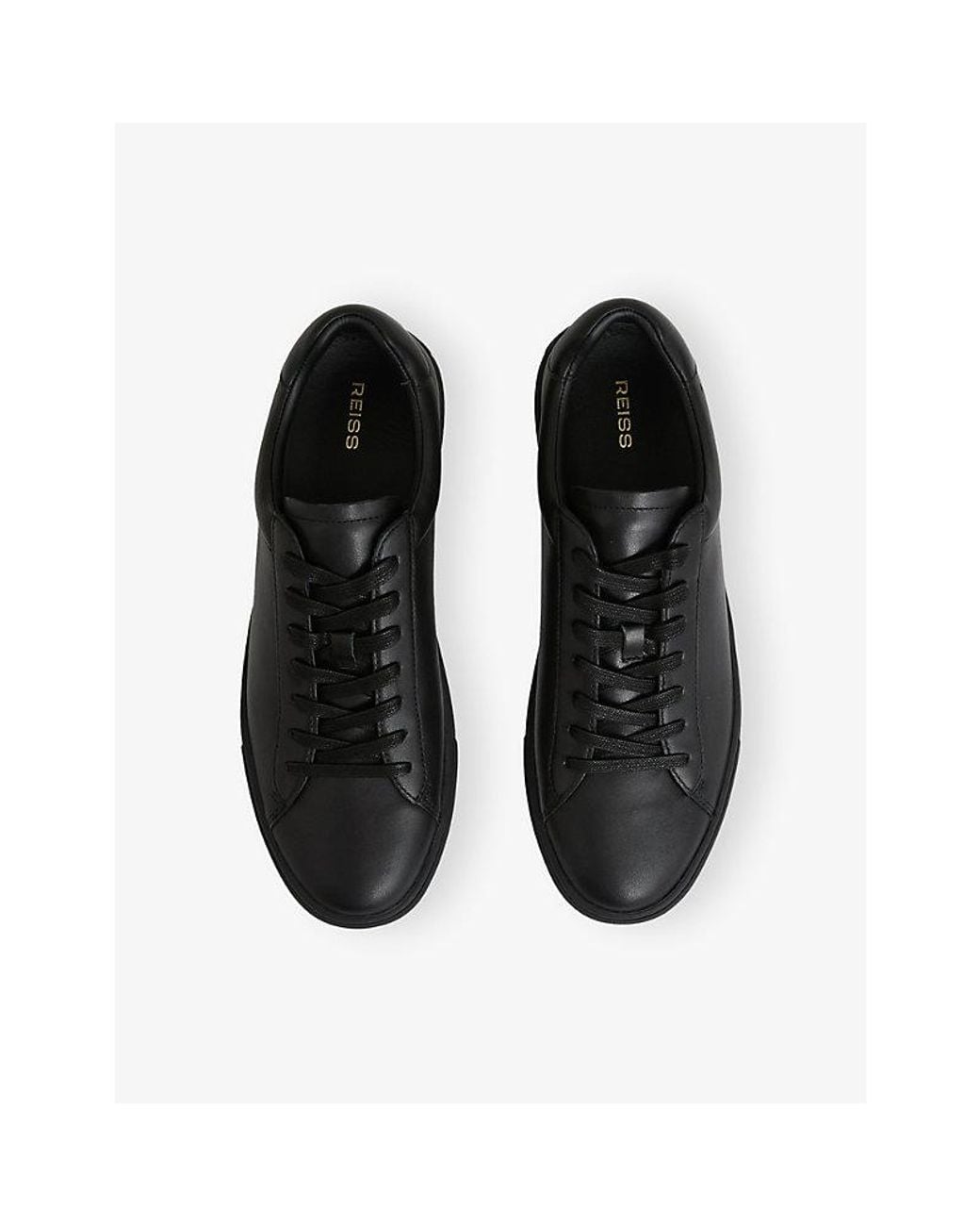 Reiss Black Finley Leather Trainers for men