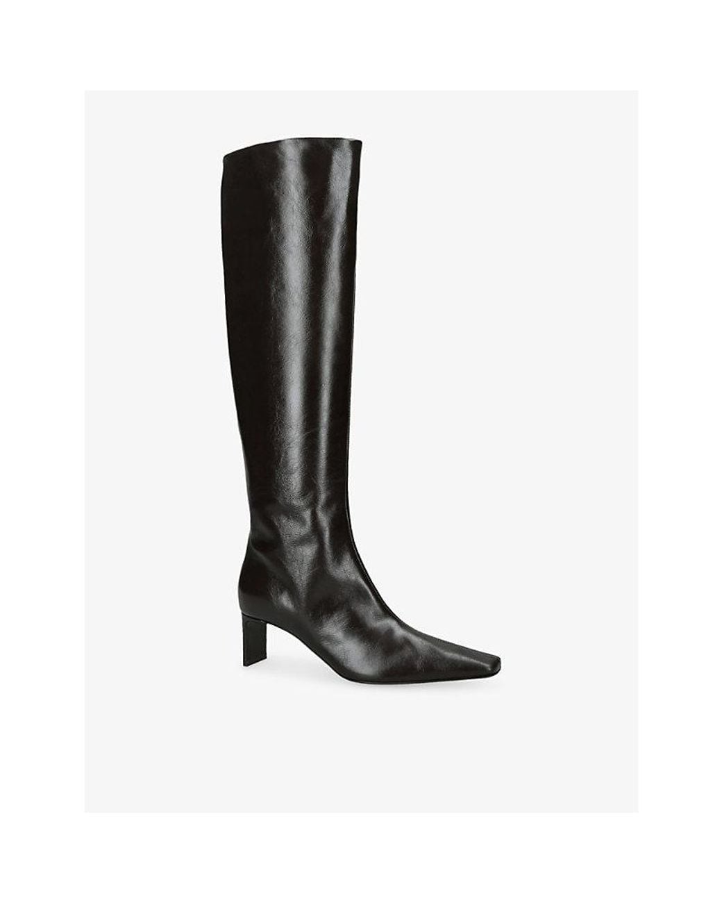 Khaite Black Ona 55 Leather Heeled Knee-High Boots