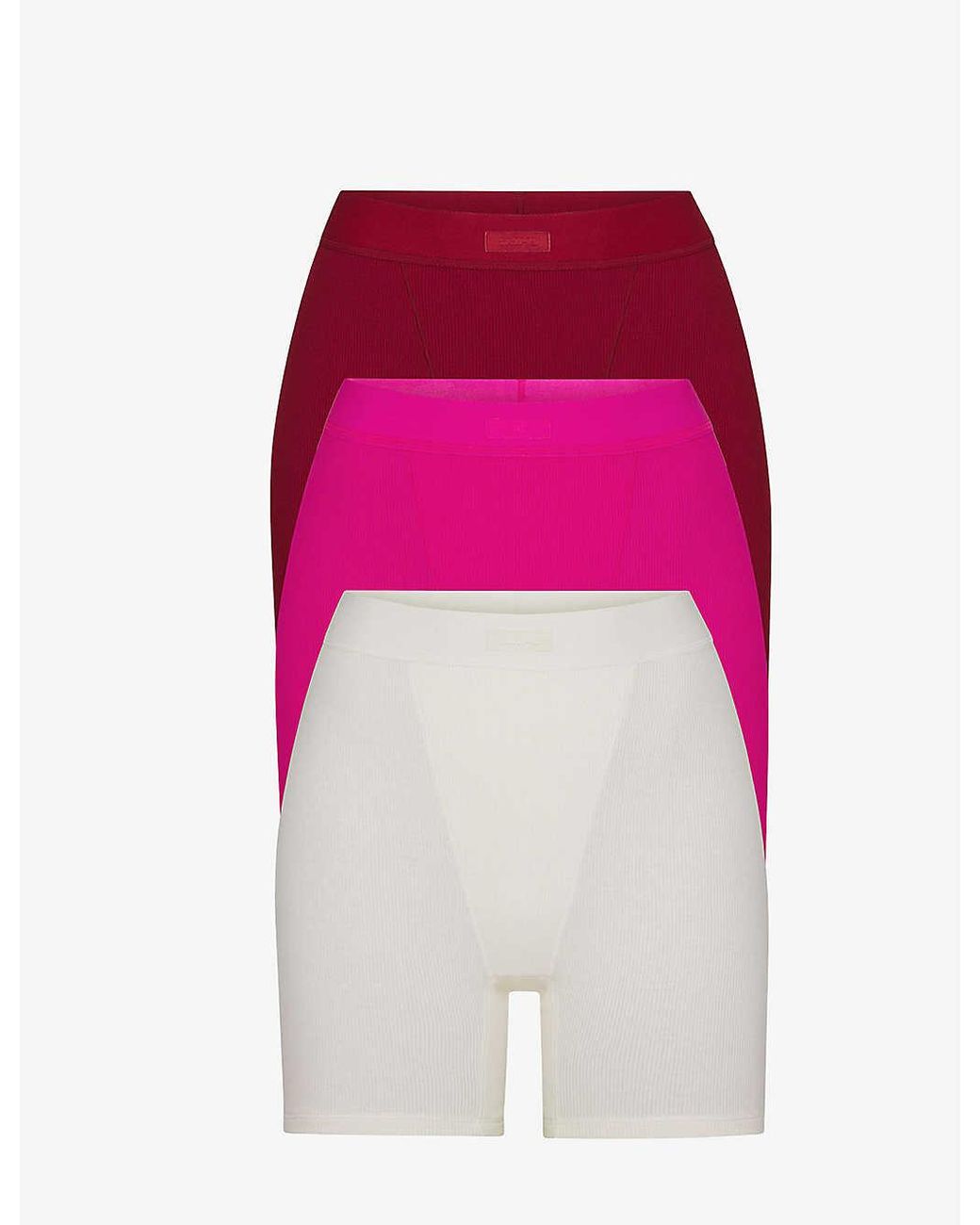 Skims Ribbed Stretchcotton Boxer Shorts Pack Of 3 in Pink Lyst