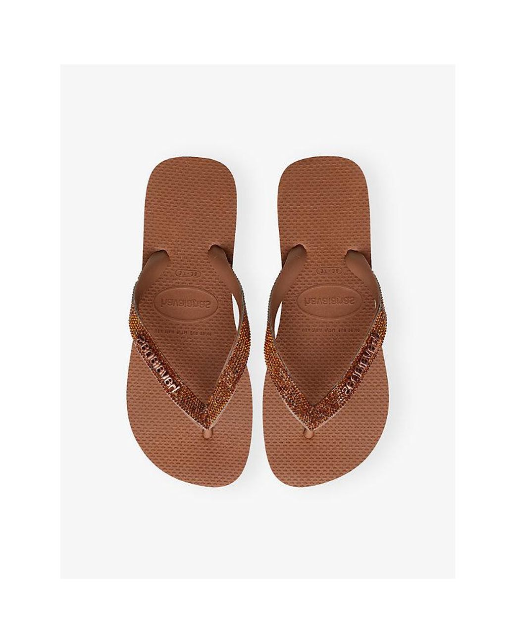 Havaianas Brown Top Glitter Rubber Flip-Flops