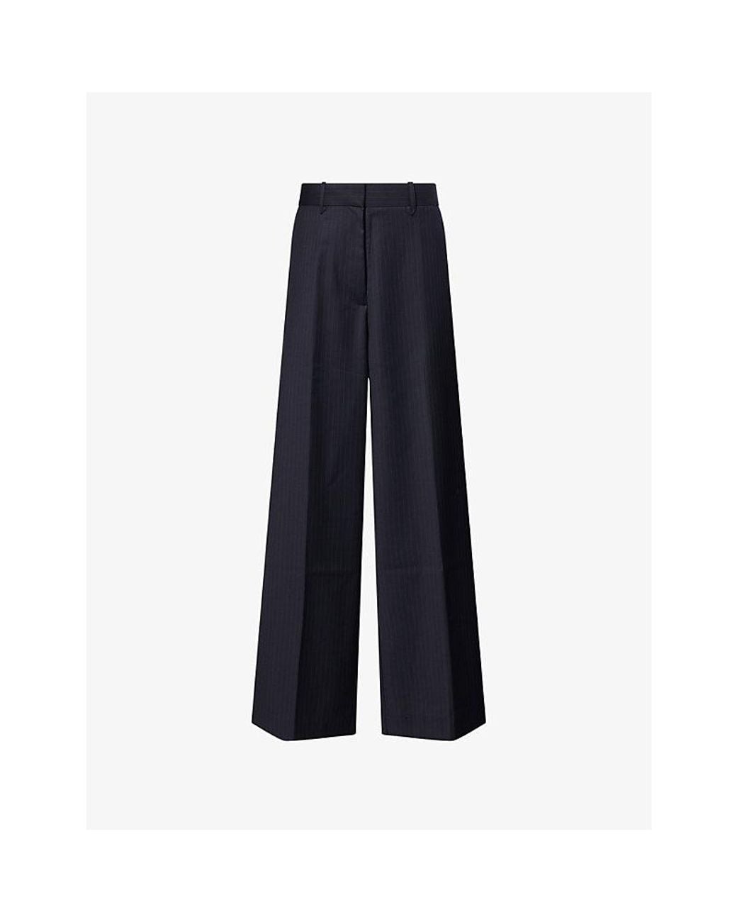 Camilla & Marc Blue Orban Wide-Leg Wool-Blend Trousers