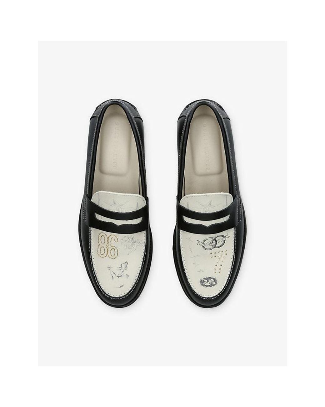 Duke & Dexter Black Wilde Chateau Leather Penny Loafers for men
