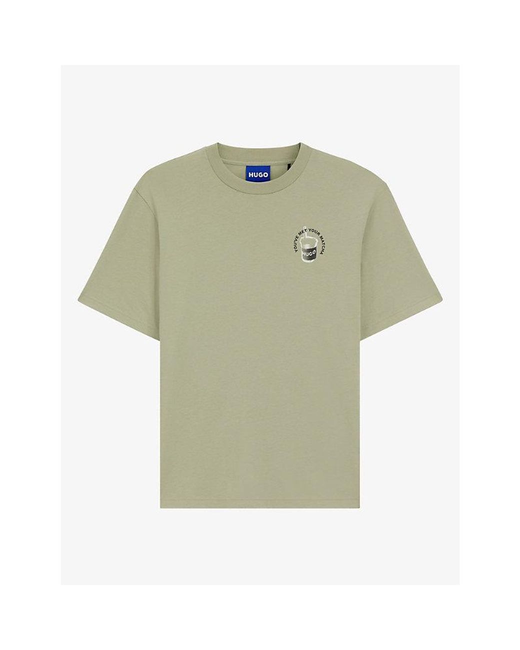 HUGO Green Branded Matcha Cotton-Jersey T-Shirt for men
