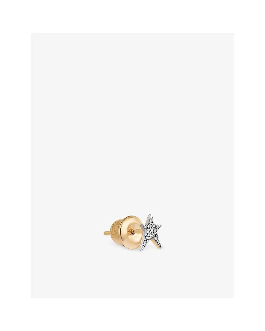 Kismet by Milka White Mini Pave Star Struck 0.05Ct Diamond Stud Earring