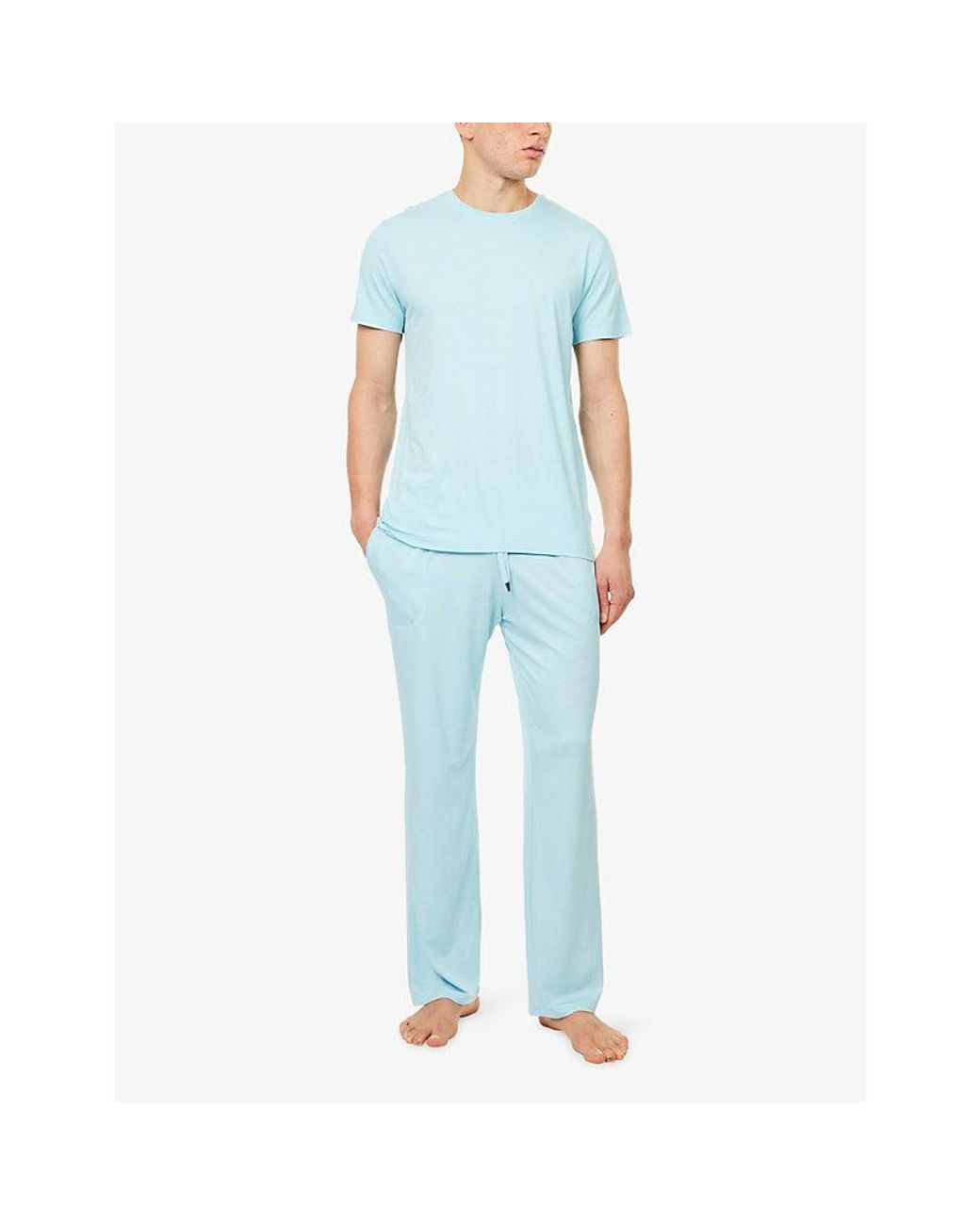 Derek Rose Blue Basel 25 Modal-Jersey Trousers for men