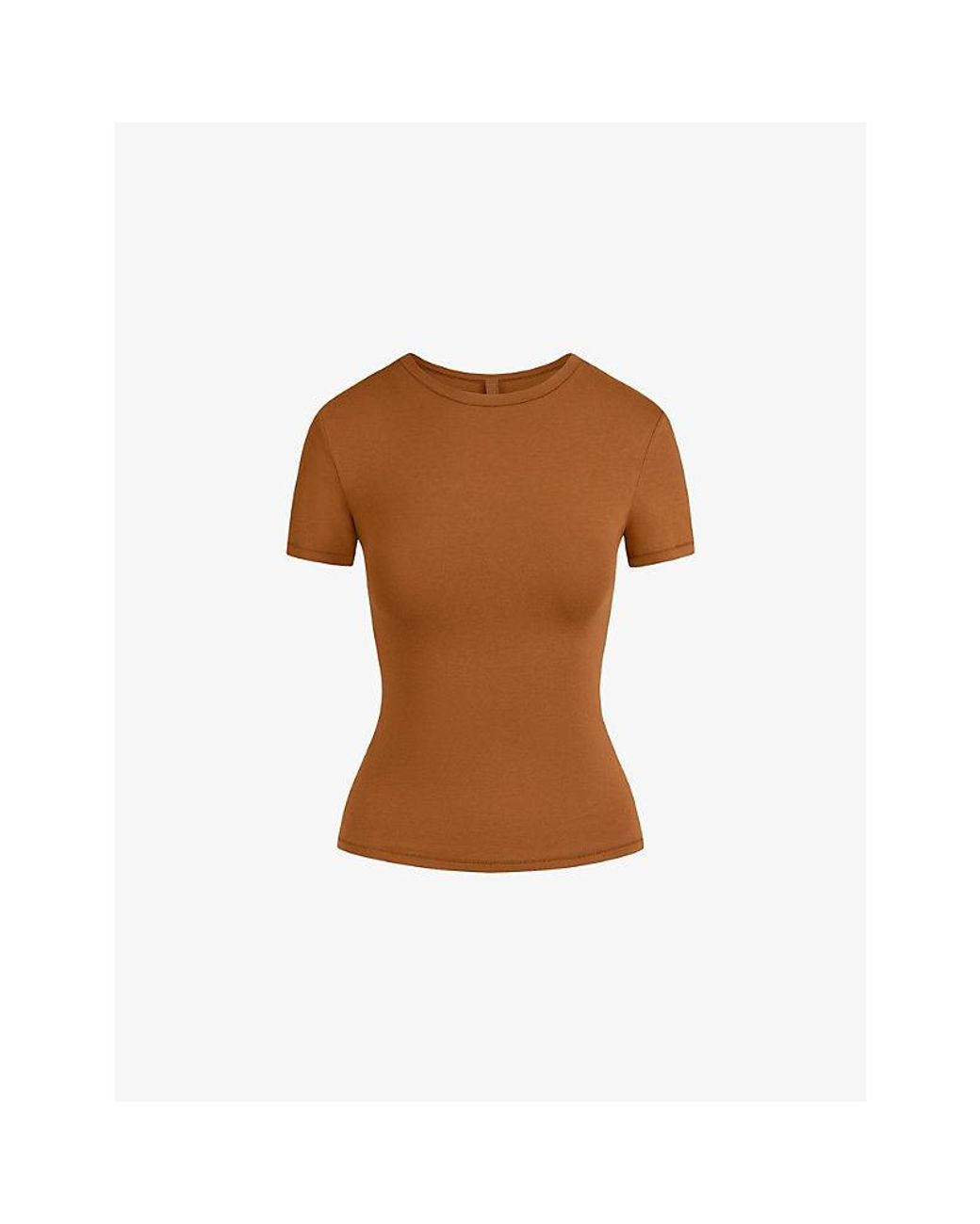 Skims Brown Slim-Fit Round-Neck Stretch-Cotton T-Shirt
