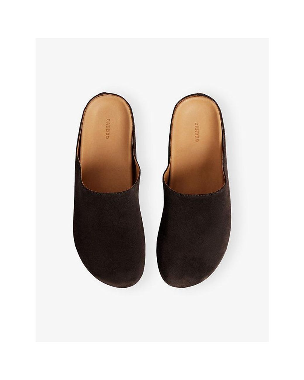Sandro Black Round-Toe Suede Mules for men