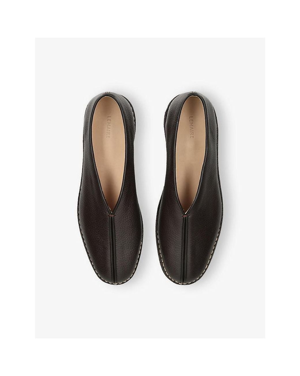 Lemaire Black Piped Leather Slippers for men