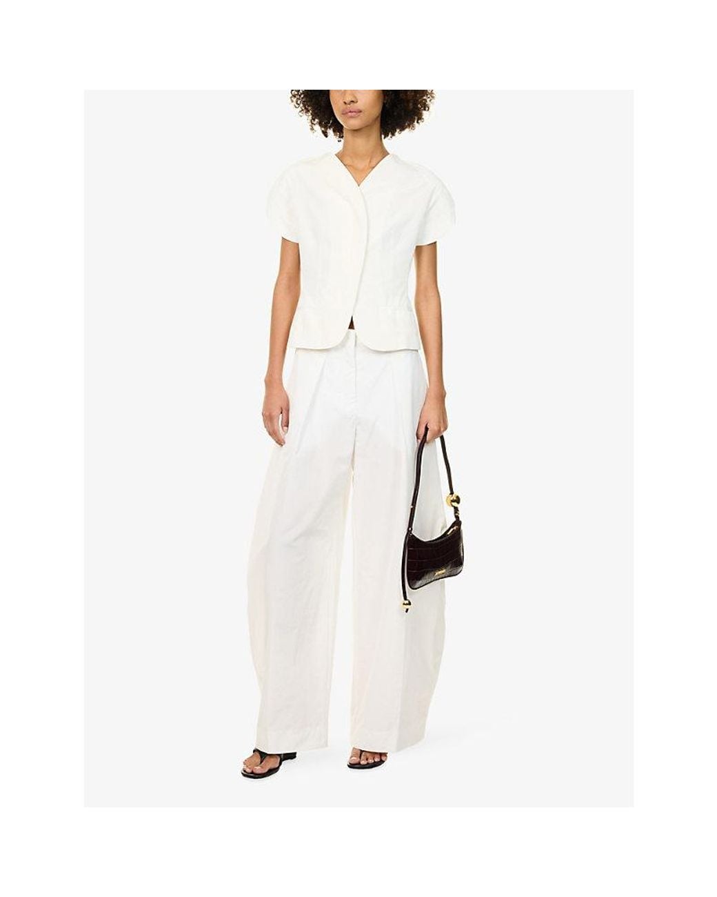 Jacquemus White La Veste Ovalo Woven Top