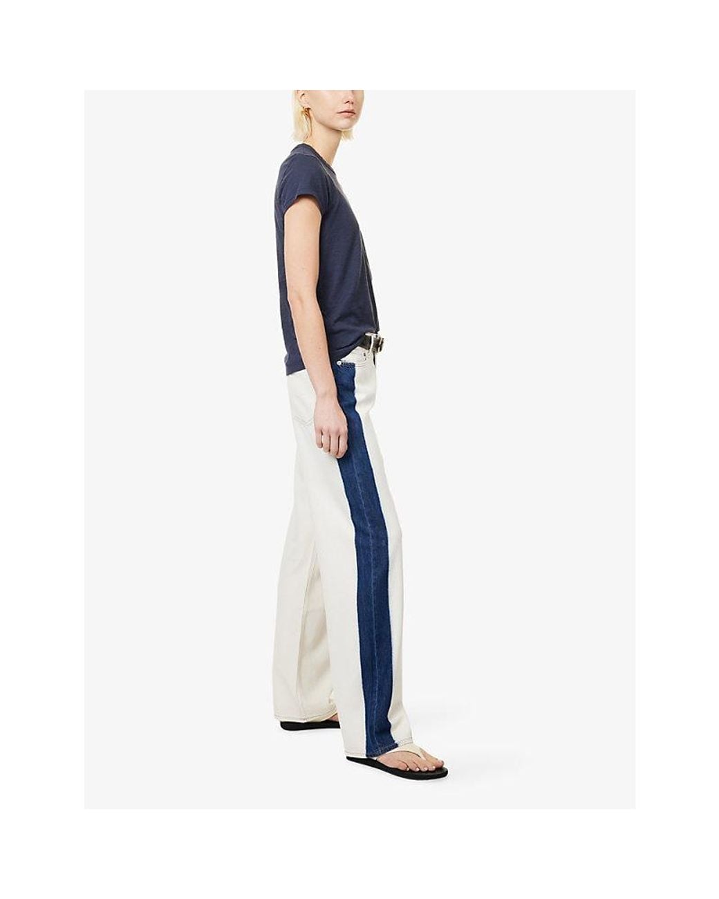 Rag & Bone Blue Logan Wide-Leg Denim Jeans