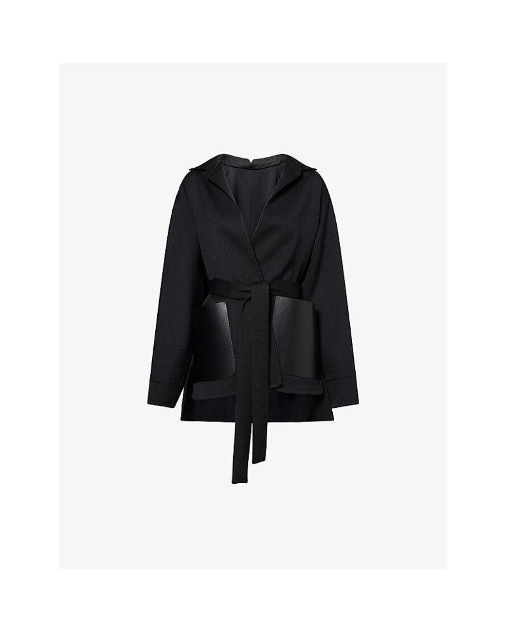 Alaïa Black Noir Wrap Belted Wool Jacket