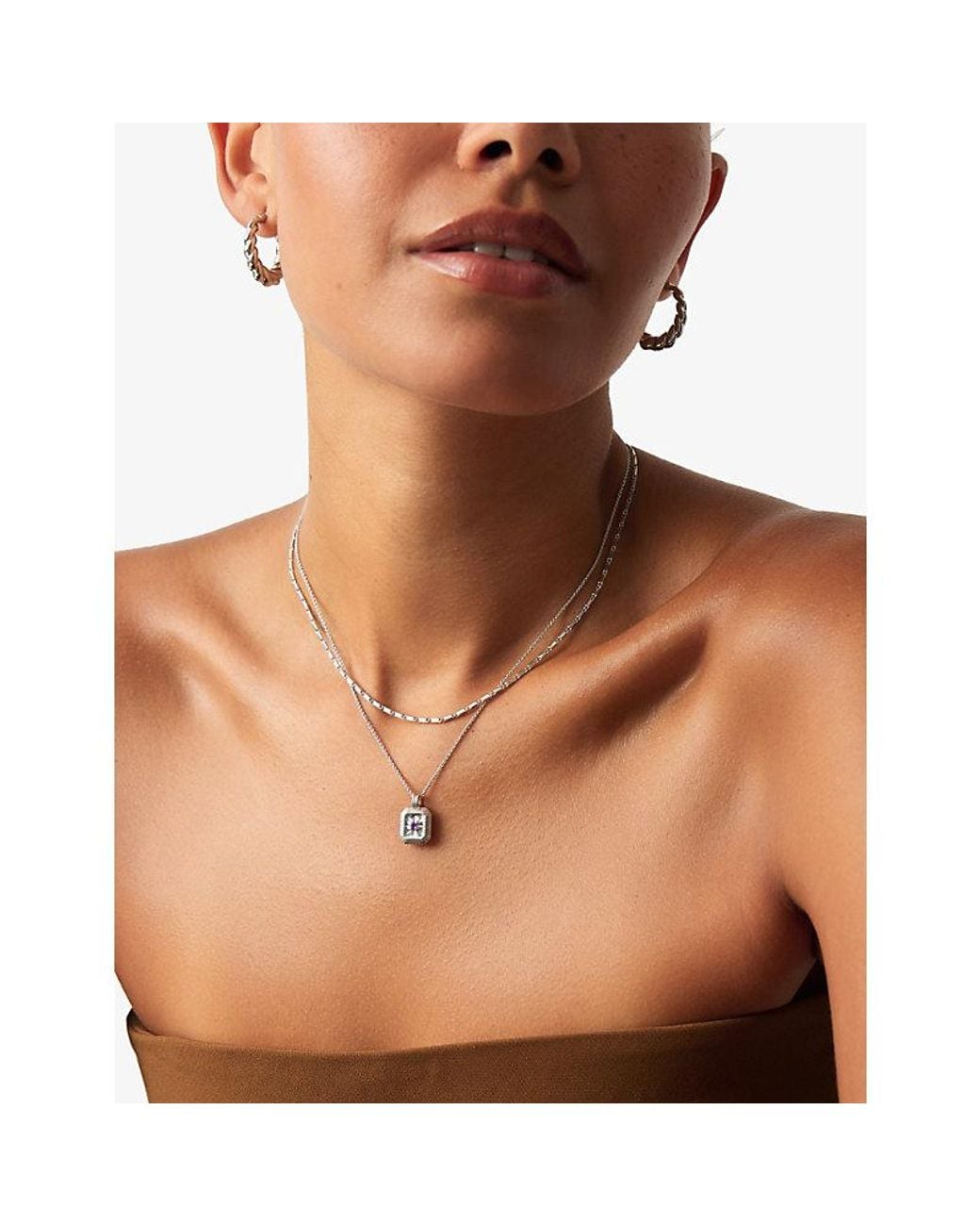 Missoma Metallic February Birthstone Sterling- And Crystal Pendant Necklace