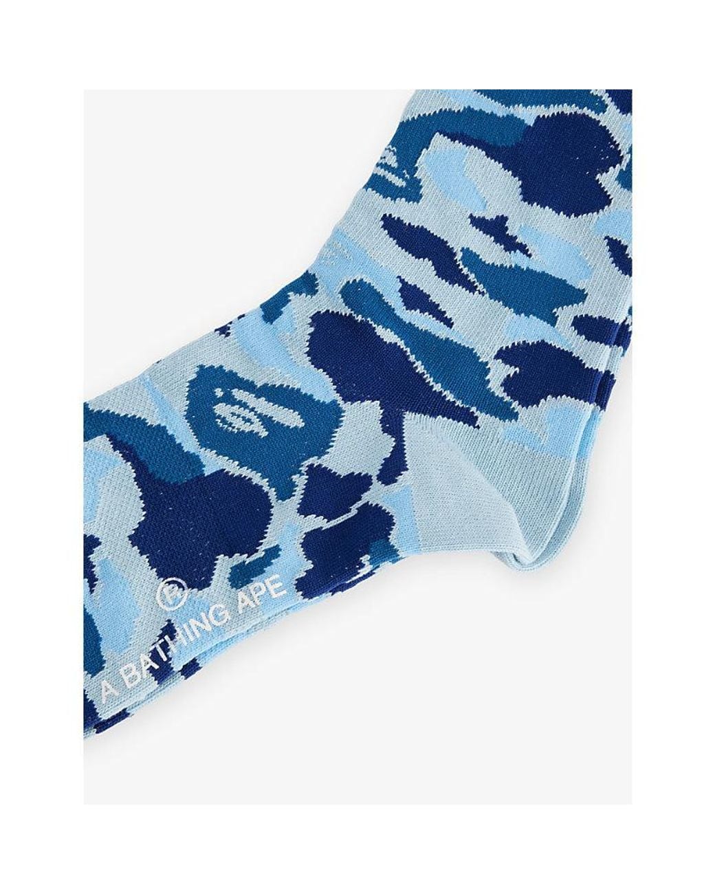 A Bathing Ape Blue Camouflage Crew Knit Socks for men