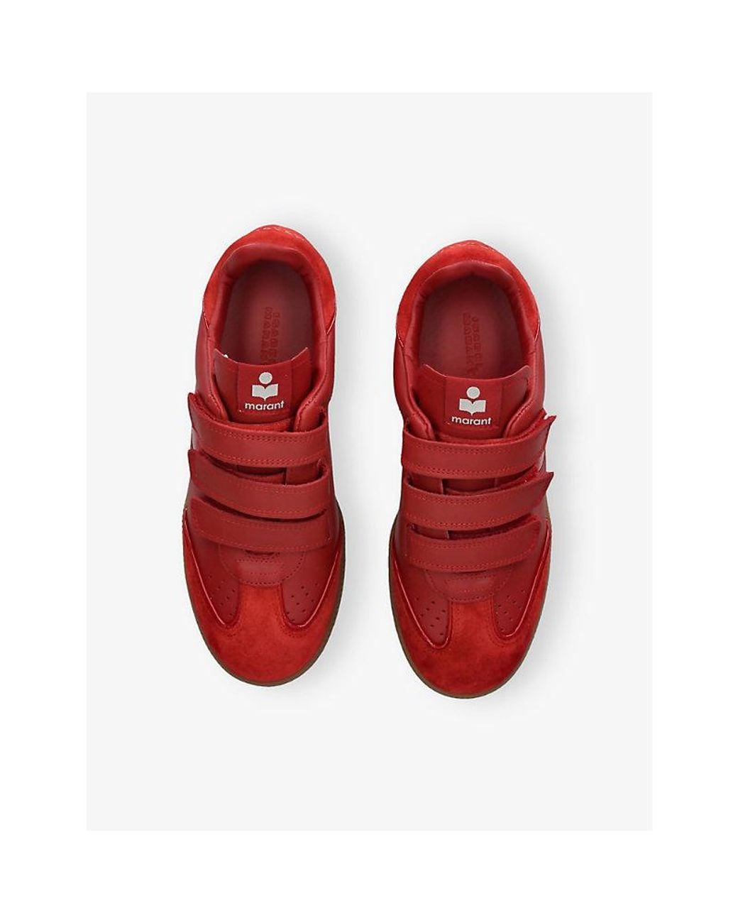 Isabel Marant Red Beth Leather And Suede Trainers