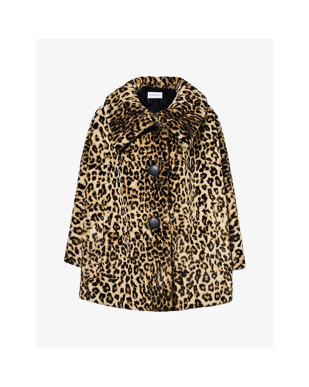 Givenchy Natural Cheetah-Print Faux-Fur Coat