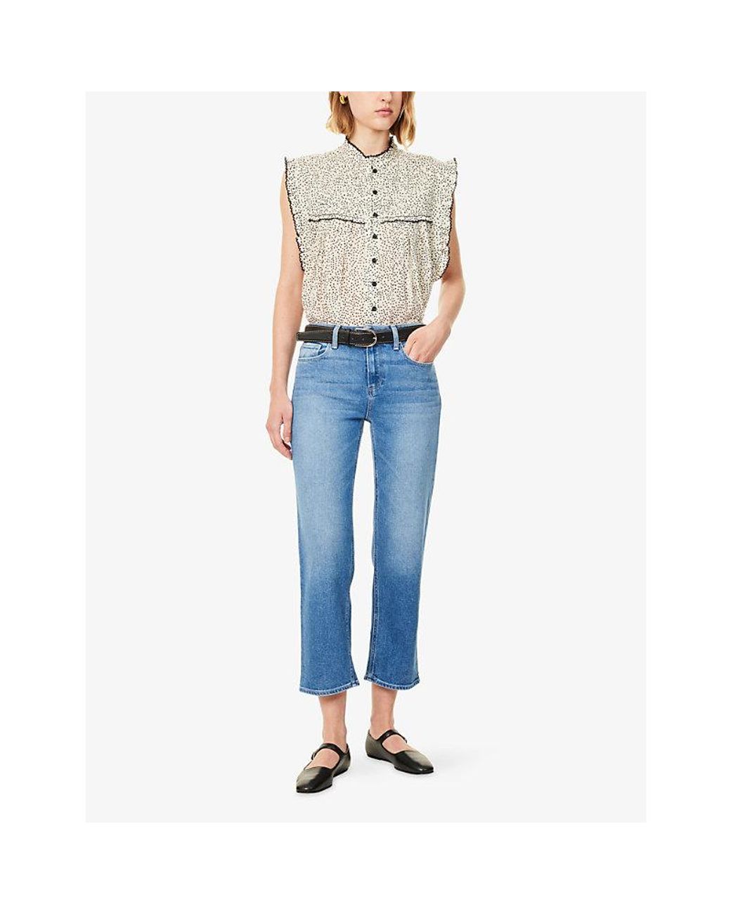 PAIGE Blue Mason Ankle Straight-Leg Cotton Denim Jeans