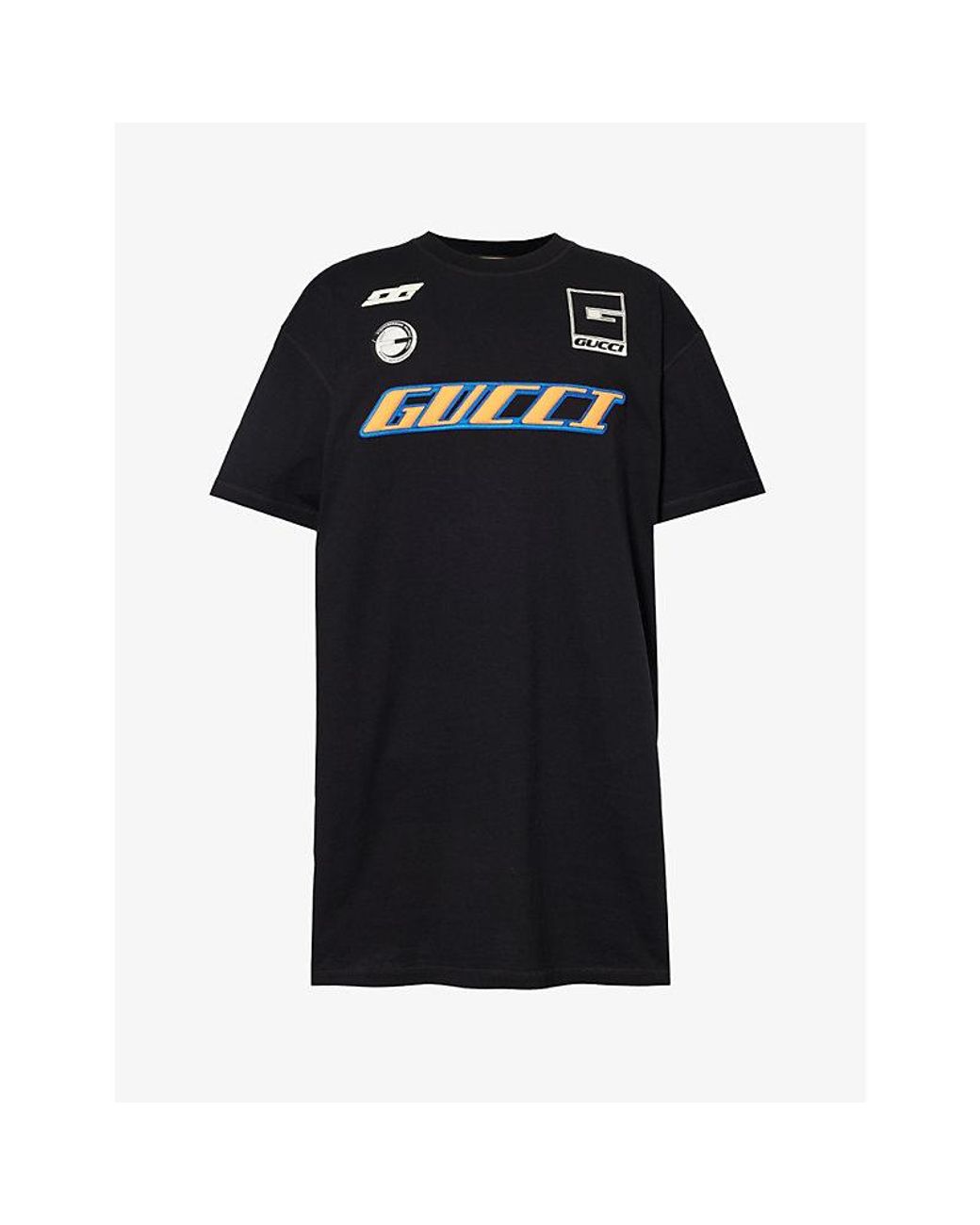 Gucci Brand-appliqué Longline Cotton-jersey T-shirt in Black for Men | Lyst