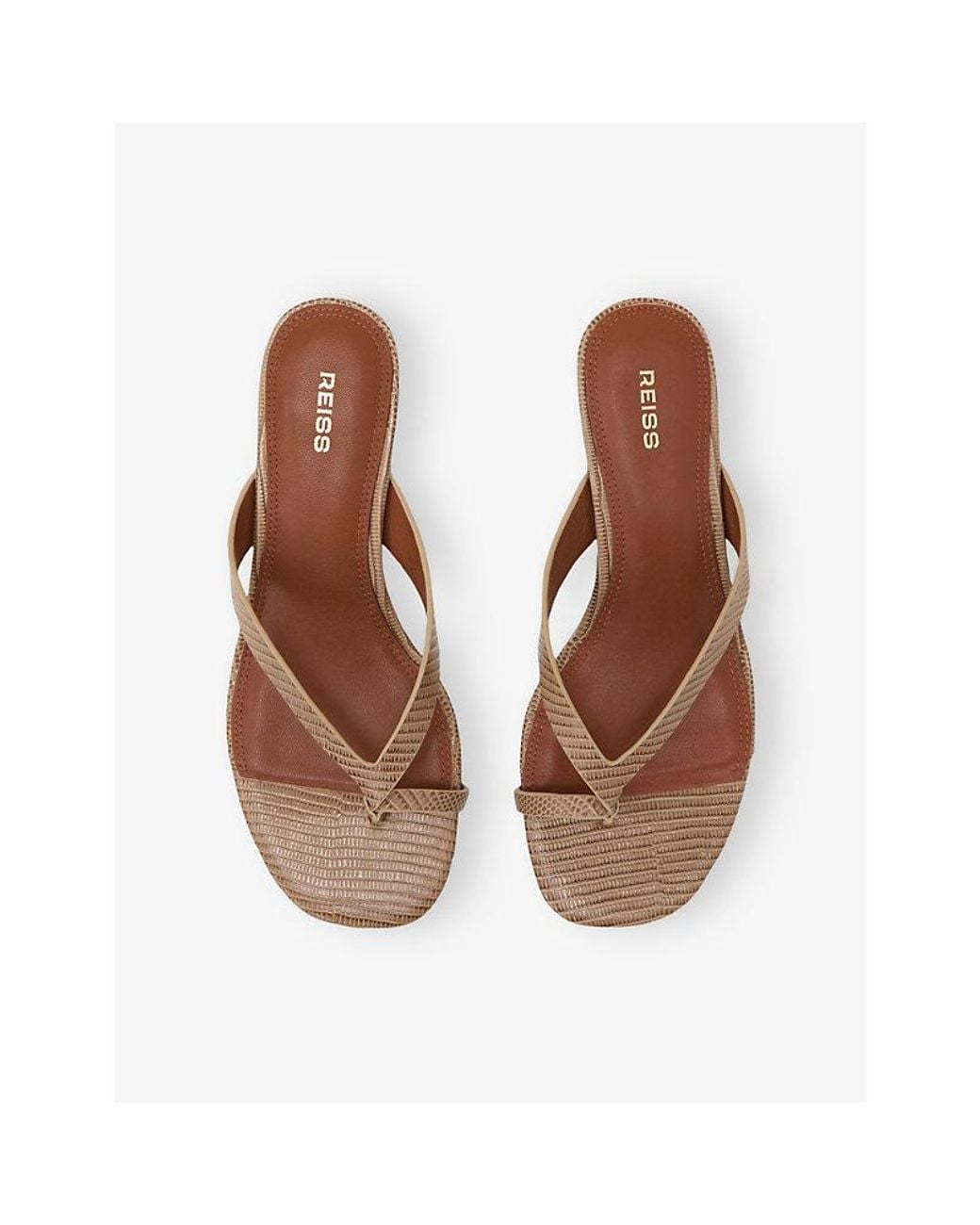 Reiss Natural Mia Leather Heeled Sandals