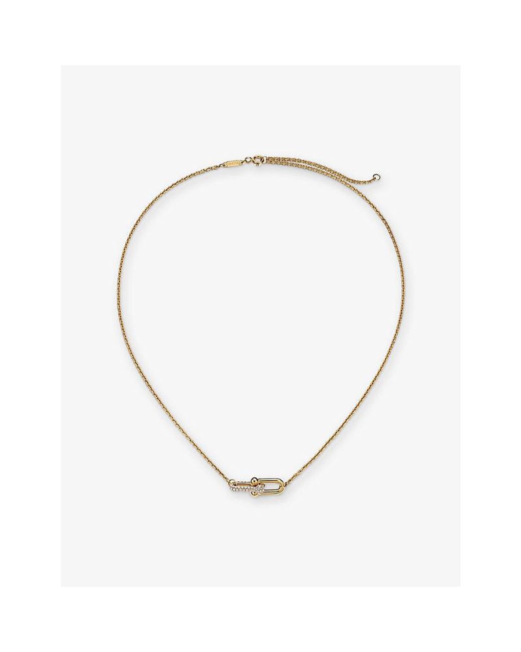 Tiffany & Co Metallic Tiffany Hardwear Small Double-Link 18Ct- And 0.53Ct Round-Brilliant Diamond Pendant Necklace